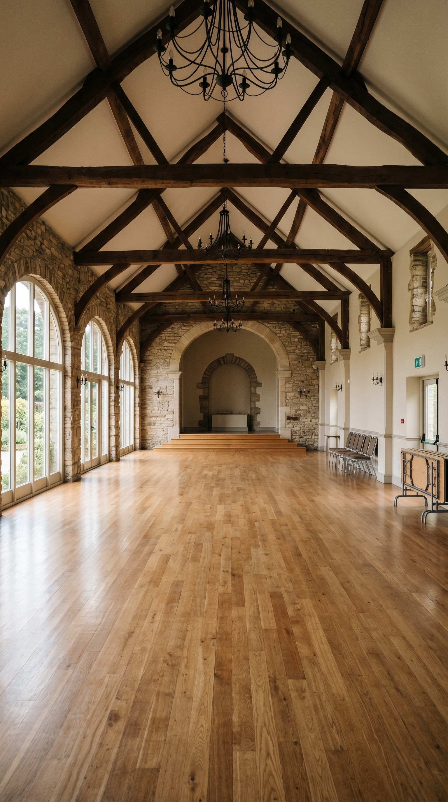 Empty wedding venue before AI decoration